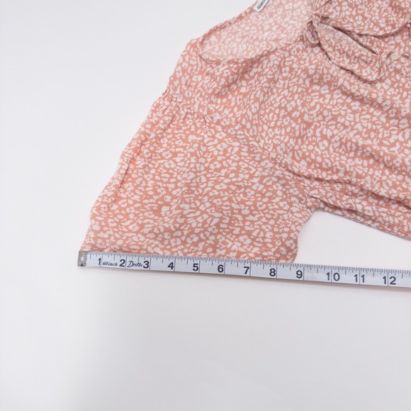 Abercrombie & Fitch Peach White Mini Dress Women's Small Tie Neck - Picture 11 of 16